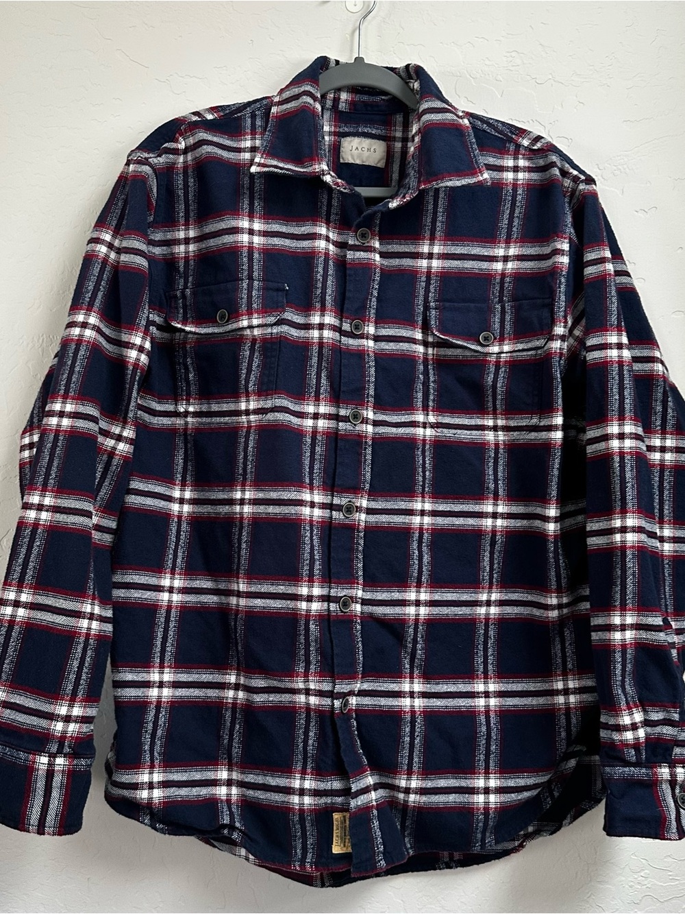 Jachs Navy, Red & White Plaid Flannel Shirt Jacket